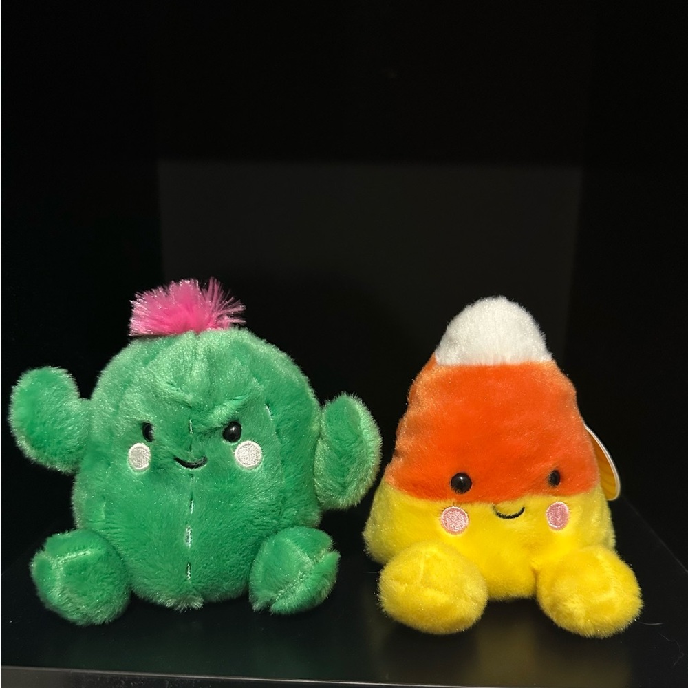 Set of 2 Cactus and Candy Corn Palm Pal Plushes